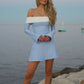 Off-shoulder Long Sleeve Mini Dress For Women Autumn Winter New Patchwork Strapless Backless A-line Sexy Dress Elegant