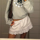 Women Y2k Lace Trim Mini Skirt Floral Eyelet Embroidery Half Slip Underskirts Cute Low Rise Summer Skater Skirt