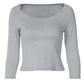 Grey Knit Matching Set Casual 2 Piece Sets Scoop Neck Top and Low-rise Pants Coords Set for Woman Fall Outfit