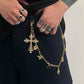 Hip Hop Cowboy Hat Boots Cross Pendant Keychains Jeans Pants Wallet Belt Bag Chain for Men Women 2025 Jewelry Gifts New