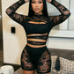 Hollow Romper Women Sexy Wild Cross Jacquard Lace Patchwork Full Sleeve Stretch Fashion Street Party Club Playsuits