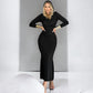 Hooded Long Sleeve Bodycon Dresses for Women Fall Winter Clothes Black Maxi Dress Streetwear Fashion
