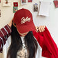Classic American Vintage Letter Embroidery Versatile Adjustable Baseball Cap For Women