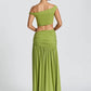 Elegant Dress Set Women Skew Collar Crop Top And Split Skirt Matching Set Fashion Backless Pleated Skirt Two Piece Set