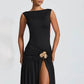 Sleeveless Backless Split Pleated Maxi Dress Elegant Sexy Evening Party Dresses for Wedding Guest