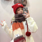 Retro Plaid Striped Plush Scarf for Women