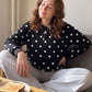 Women Polka Dot Print Oversized Hoodie Long Sleeve Kangaroo Pocket Casual Hooded Sweatshirt Autumn Daily Pullover Tops