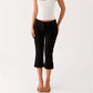 Women's Spring Summer Capri Pants Casual Low Waist Solid Color/Dot Print Slim Fit Cropped Trousers Fashion Streetwear