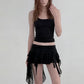 Ruffles Tassel Skirts Women Patchwork Lace Metal Decoration Sexy Hottie Music Festival Midnight Summer Streetwear