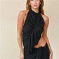 Sleeveless Asymmetrical Hem Y2K Aesthetic Tank Women Halter Neck Ruched Backless Crop Top Summer Party Vacation Clothes