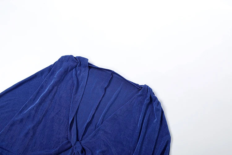 Sexy Hollow Maxi Dress Women v-Neck Folds Full Sleeve See Through Elasticity Solid Velvet Elegant Party Vacation Vestidos