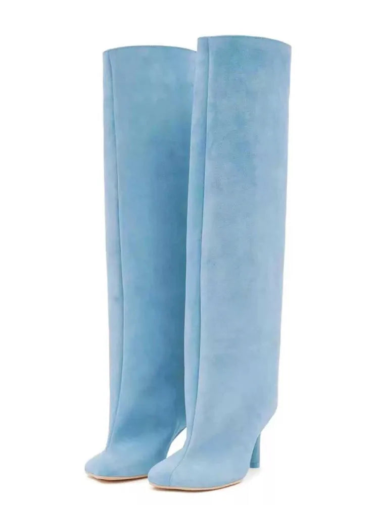 Autumn and Winter New 6cm Slim High Heels Knee High Women's Boots Round Toe Fashionable Women's Long Boots Knight Boots