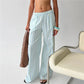 Women Striped Wide Leg Pants Elastic Waist Loose Fit Casual Trousers With Pockets Summer Beachwear Streetwear Pants