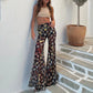 Rave Outfit for Women Mesh Sheer Flare Leg Bottom Pants Y2k Fold Waist See Through Festival Dance Clubwear