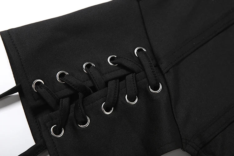 Cross Bandage Decoration Tank Tops Woman Summer Trend Halter Low-Neck Backless Irregular Shape Sexy Fashion Vests