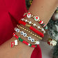 6pcs New Cute Christmas Boots Pendant Bangles Women Boho Imitation Pearl Adjustable Bracelet Jewelry Christmas Gift