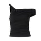 Twisted One Shoulder Asymmetrical Crop Tops Summer 2025 Fashion Sexy Black T Shirts Woman Clothing