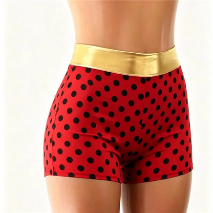 Halloween Cosplay Costume Shorts Women High Waist Gold Trim Stretchy Hot Pants Party Club Dance Fancy Dress Bottoms