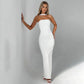 Strapless Backless Sexy Maxi Dress For Women Burgundy Mesh Sleeve Off-shoulder Bodycon Club Party Evening Long Dress