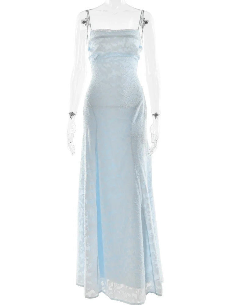Lace Up Sleeveless Backless Maxi Dress Sexy Elegant White Evening Dresses Woman Party Wear
