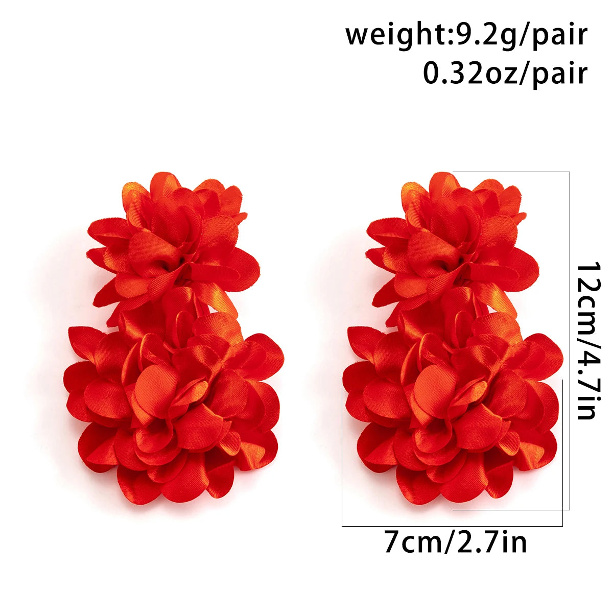 Exaggerated Big Fluffy Fabric Flower Petal Drop Earrings for Women Trendy Elegant Earring Wed Bridal Y2K Jewelry Accessories New