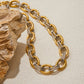 Women's Stainless Steel Two Color Design Necklace 18k Gold Color Plated Twisted Splicing Stackable Waterproof Jewelry