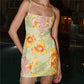 Women Sequin Floral Print Cami Mini Dress Sexy Spaghetti Strap Rhinestone Tassel Bodycon Dress Summer Party Clubwear