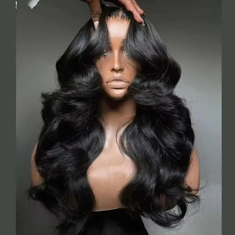 Silky Smooth Natural Black Body Wave Virgin Lace Front Wig Pre Plucked Undetectable Hairline