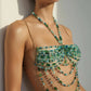 Retro Bohemian Crystal Beaded Body Chain Halter Top Sexy Women Layered Tassel Chain Backless Beach Streetwear Jewelry