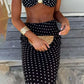 Speckled Print 2 Piece Set Sexy Women Seashell Knot Tank Top+See Through Long Skirts Matching Midnight Clubwear Suits