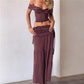 Y2K Women Polka Dot Two Piece Matching Set Off Shoulder Twist Crop Top High Waist Ruched Drawstring Tiered Maxi Skirt