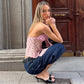 Polka Dot Halter Top with Scarf Women's Tanks Deep V Neck Backless Camis Cutecore