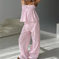 Striped Spaghetti Strap Peplum Top And Wide Leg Pants 2 Piece Set Women Casual Loungewear For Summer Beach Vacation