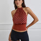 Y2k Polka Dot Halter Top Women Halter Neck Sleeveless Backless Tank Crop Tops Mock Neck Cute Going Out Camisole