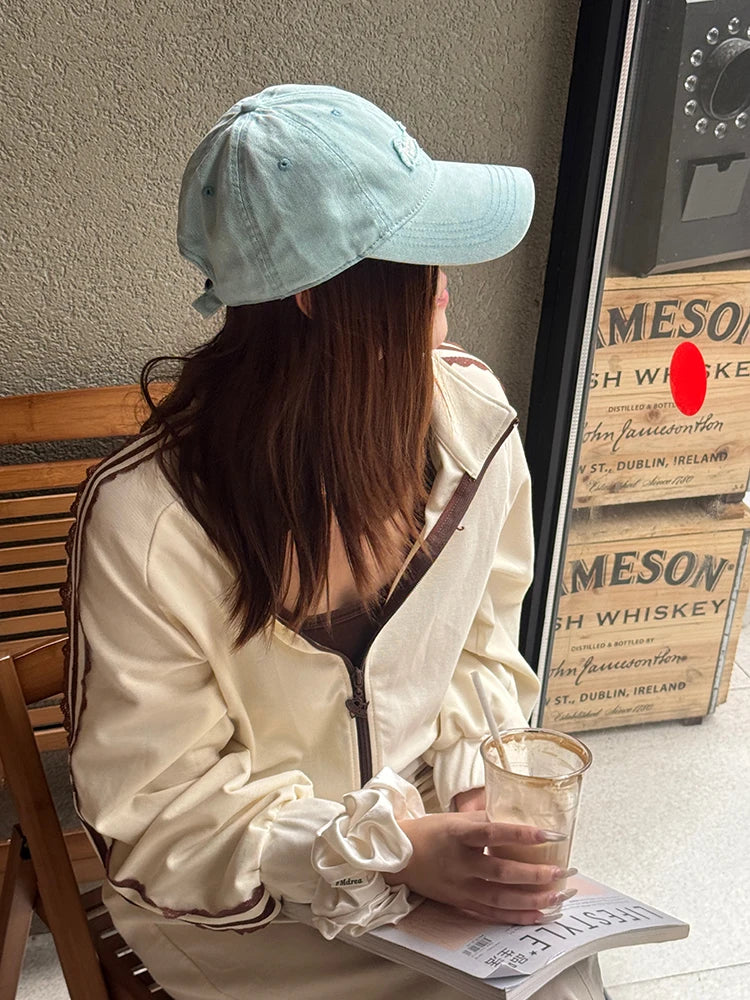 Vintage Washed Fashion Raw Edge Letter Embroidery Soft Top Baseball Cap Fashion Versatile for Women