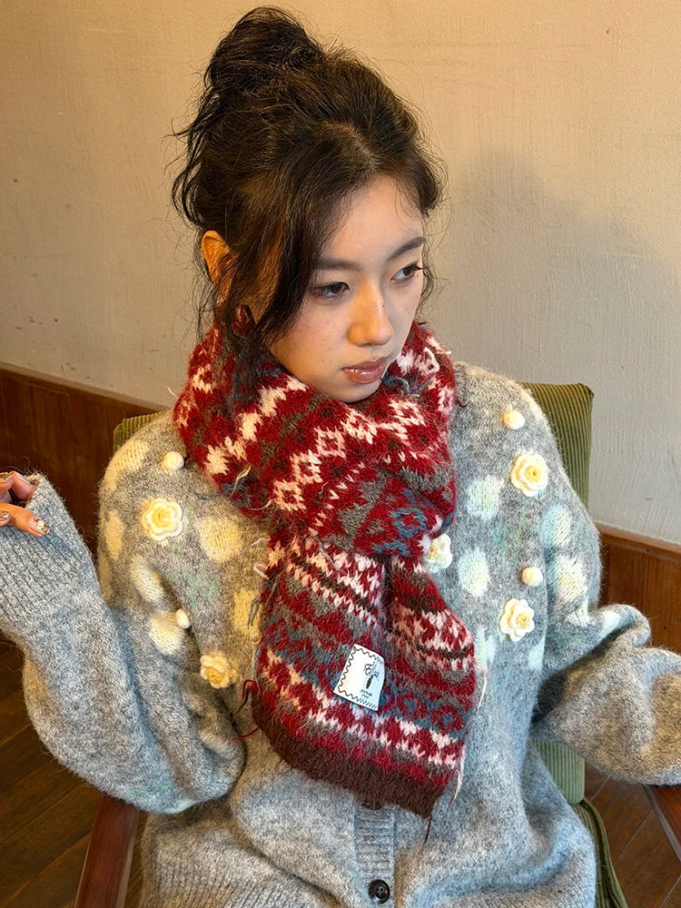 2025 Winter New Arrivals Y2K Bohemian Stripe Panel Neck Warmer Accessory For Woman