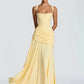 Square Collar Backless Sexy Maxi Dress Women Elegant Chiffon Sleeveless Bodycon Club Party Pleated Long Dresses