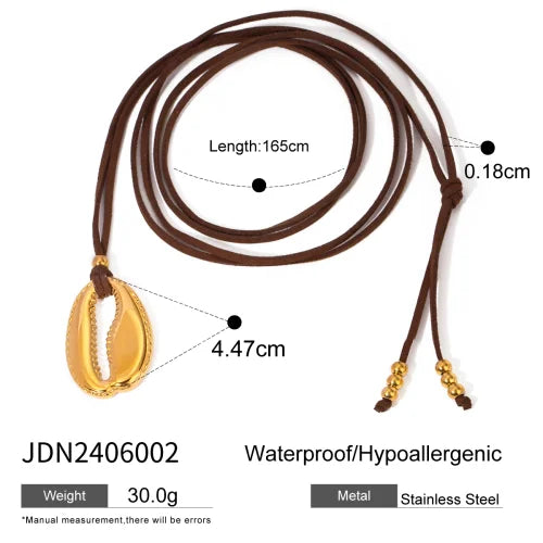Trendy Stainless Steel Waterproof Irregular Geometric Metal Wax Rope Necklace Gold Silver For Women Jewelry Gift