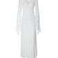Women Deep V Neck Flutter Sleeve Maxi Dress Cape Sleeve Mermaid Evening Elegant Wedding Guest Long Party Dress Vestidos