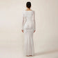 Mesh Patchwork Long Sleeve Maxi Dress White Elegant Dresses for Woman for Party Evening Gown Fall Winter 2025