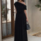 Incline Shoulder Backless Sexy Maxi Dress Women Summer New Fashion Sleeveless Pleated Ruched Club Party Long Dress