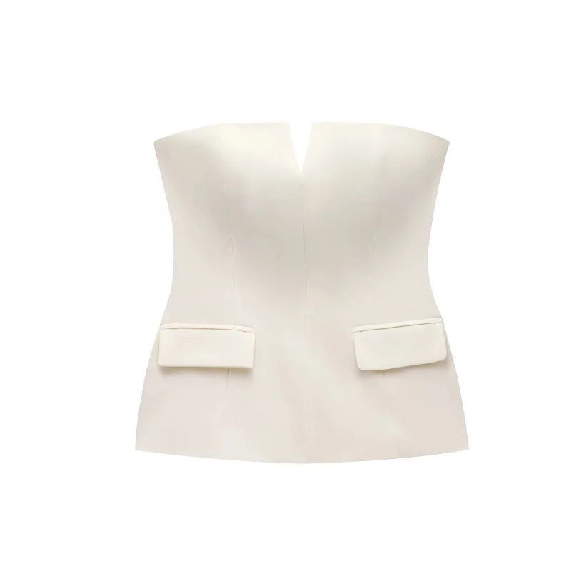 Off Shoulder Tube Top Women Sexy Strapless Crop Top Woman Fashion Backless Short Tops for Women Spring Bustier Vest Top