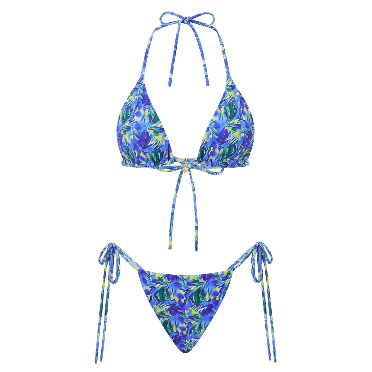 Women 2 Pieces Bikini Swimsuit Spaghetti Strap Top Tie Side Triangle G-Thong Bathing Suit Beach Holiday Swimwear