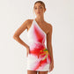 Floral Dress Beach Woman Sexy Summer Clothes 2025 Lace Up One Shoulder Backless Mini Dresses Resort Wear