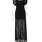 Mesh Sleeveless Sexy Maxi Dress Women Gown Elegant Half High Collar High Waist Bodycon Ruched Club Party Long Dresses