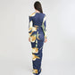 Floral Print Off Shoulder V Neck Hollow Maxi Dress with Long Sleeve Elegant Woman Clothing Fall 2026