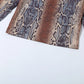 Hot Girls Serpentine Print 2Piece Set Woman o-Neck Full Sleeve Tops+Skinny Peach Hip Long Pants Street Sexy Fashion Suits