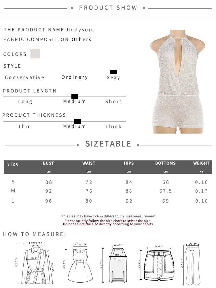 Sexy Hollow Design Playsuits Woman Lace-Up Halter Deep V-Neck Backless Skinny Wrap Hip Hot Girls Fashion Streetwear
