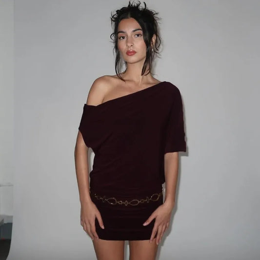 Asymmetrical Off Shoulder Mini Dresses Woman Clothes Fashion Sexy Summer Dress