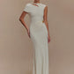 Hollow Out Gold Clasp Sexy Maxi Dress For Women Gown Solid Sleeveless Backless Ruched Bodycon Club Long Dress Elegant